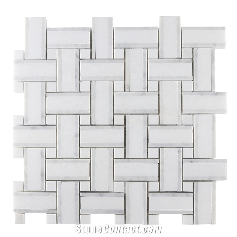 Thassos White Polish Pattern Marble Mosaic Tile