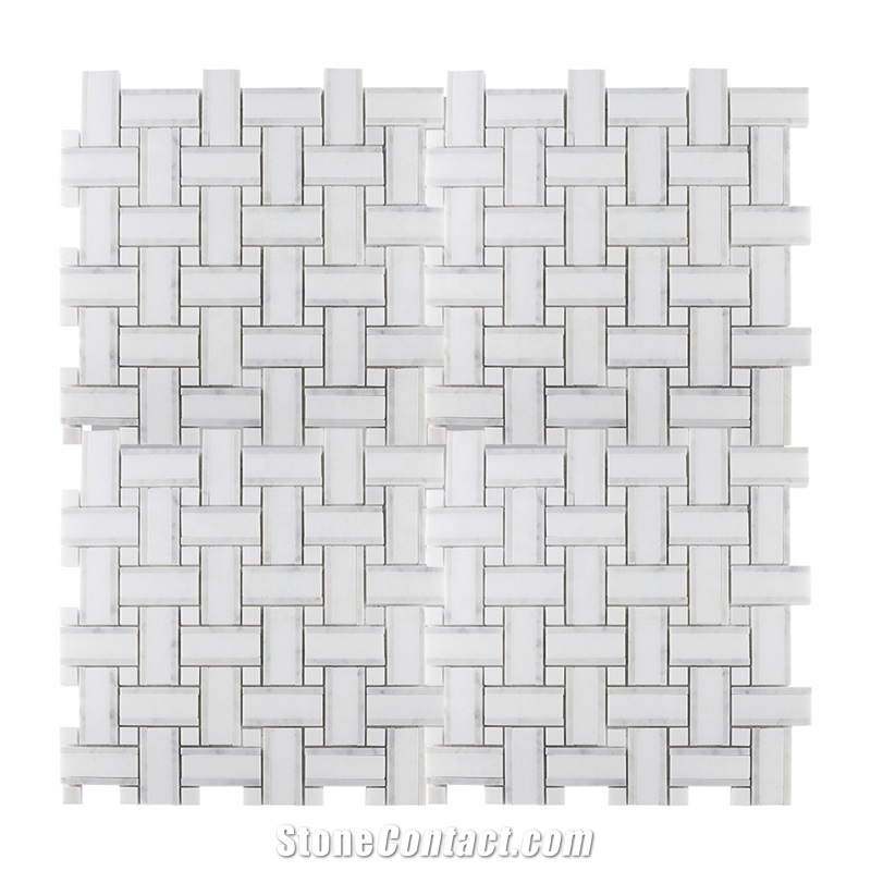 Thassos White Polish Pattern Marble Mosaic Tile