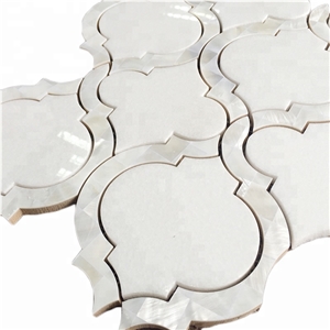 Thassos White Shell Waterjet Marble Mosaic