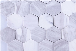 Volakas White Hexagon Marble Mosaic Tile
