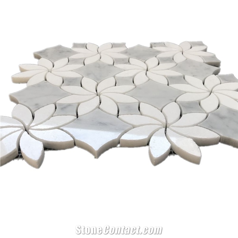 Waterjet Bianco Carrara Flower New Design Mosaic