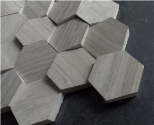 Wood Grain High and Low Side Hexagon Mosaic Tile