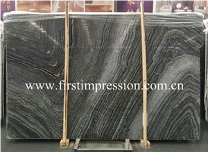 Ancient Wood Silver Wave/Black Wooden Marble Slabs