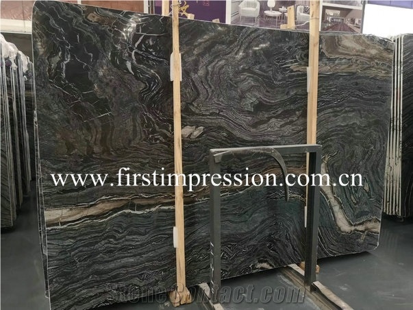 Ancient Wood Silver Wave Tiles/Black Wooden Marble