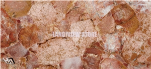 Coralite Red Semiprecious Stone Tiles Slabs Wall