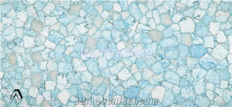 Crystal Blue Gemstone Tiles Slabs Wall Stone