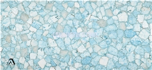Crystal Blue Semiprecious Stone Tiles Slabs Wall