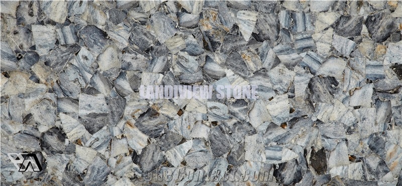 Crystal Grey Gemstone Tiles Slabs Wall