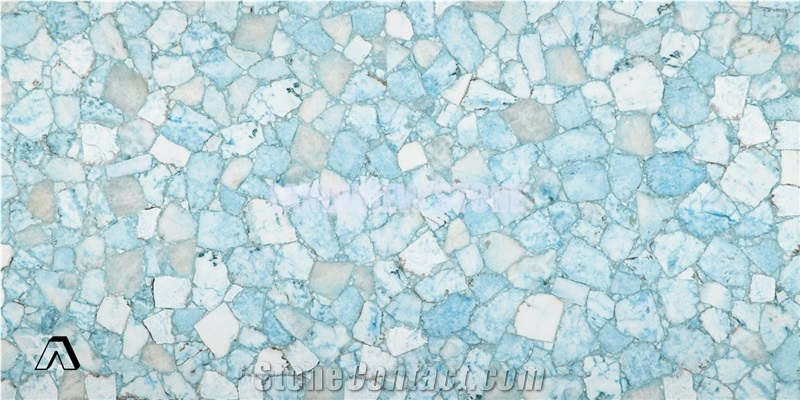 Ice Blue Calcite Semiprecious Stone Tiles Slabs
