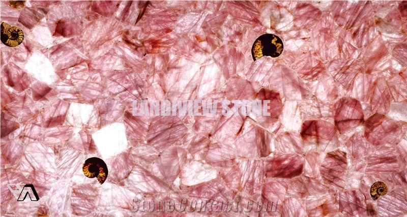 Pink Quartzite Backlit Semiprecious Tiles Slabs