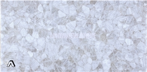 White Crystal Semiprecious Tiles Slabs Wall