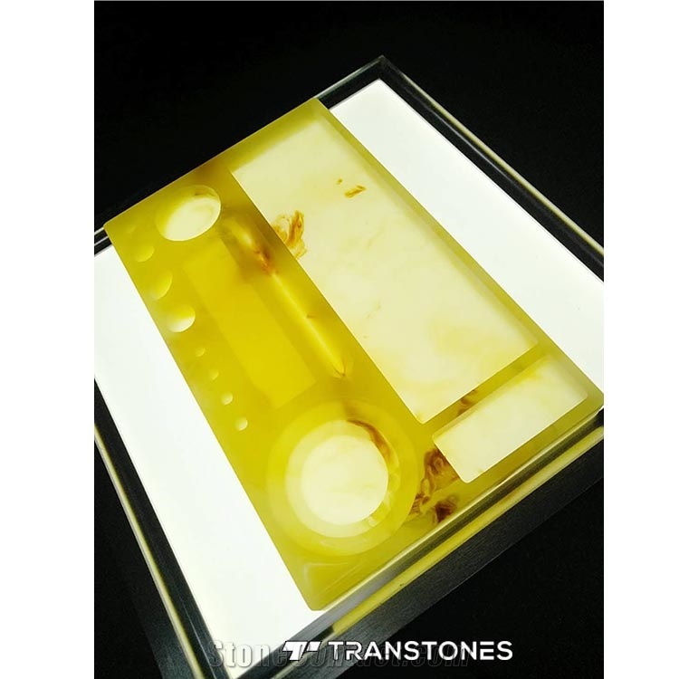 Artificial Transparent Alabaster Stone Carved Tray