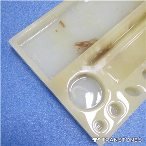 Artificial Transparent Alabaster Stone Carved Tray