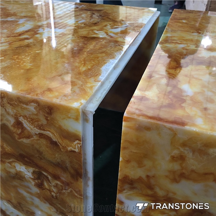 Artificial Yellow Onyx Slabs Customized Pattern Panel