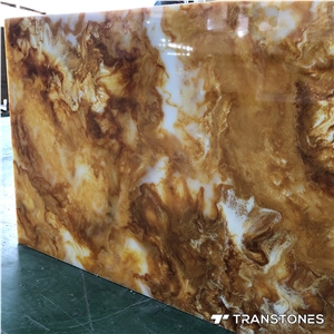 Artificial Yellow Onyx Slabs Customized Pattern Panel