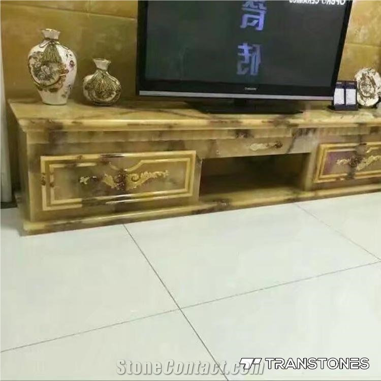 Customized Size Polished Artificial Golden Alabaster Sheet
