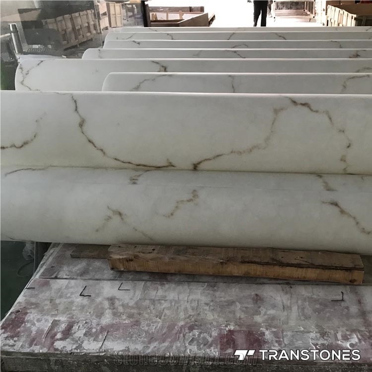 Customized Size White Alabaster Translucent Pillar