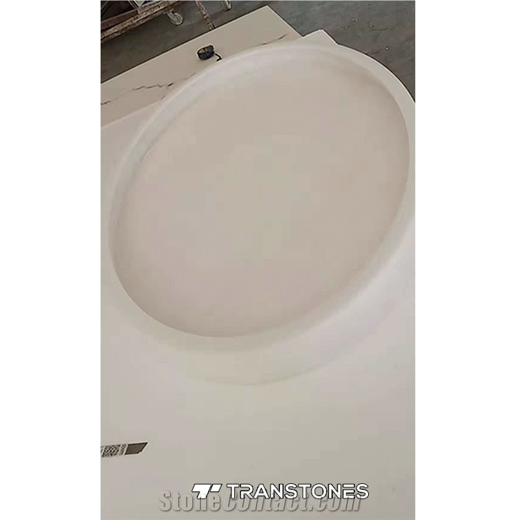 Translucent White Faux Onyx Round Shape Table Top