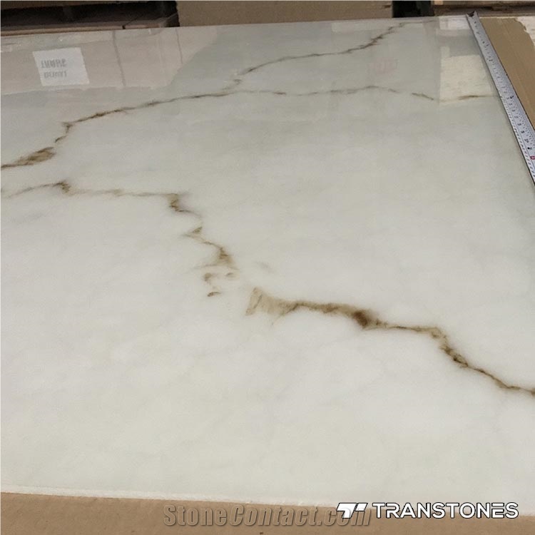 White Polished Faux Alabaster Sheet Onyx Stone