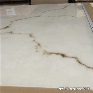 White Polished Faux Alabaster Sheet Onyx Stone