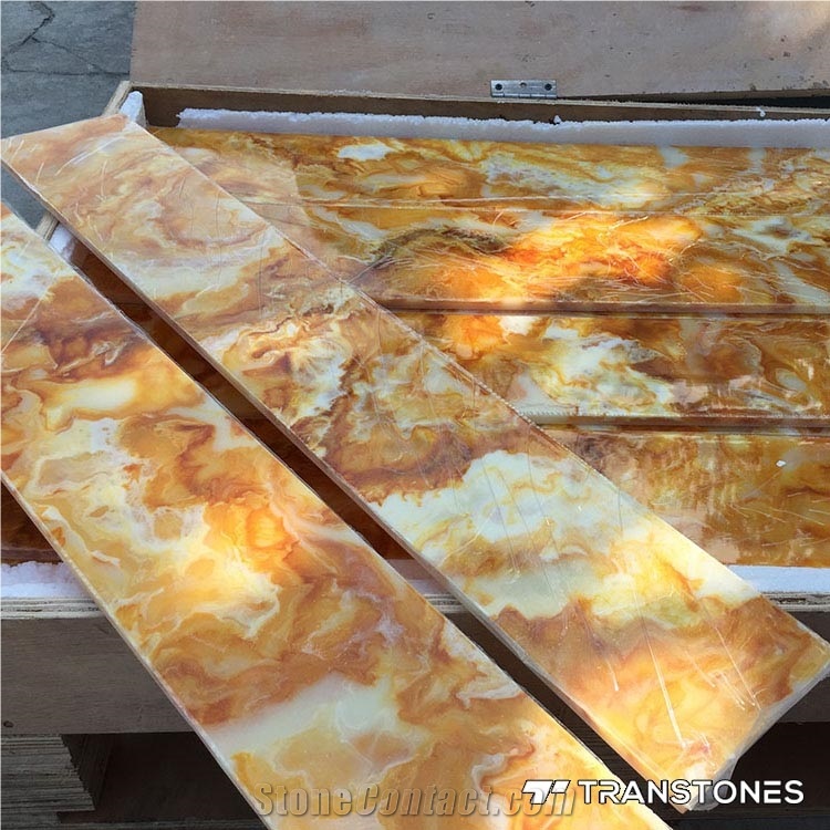Yellow Artificial Onyx Stone for Flooring Tiles