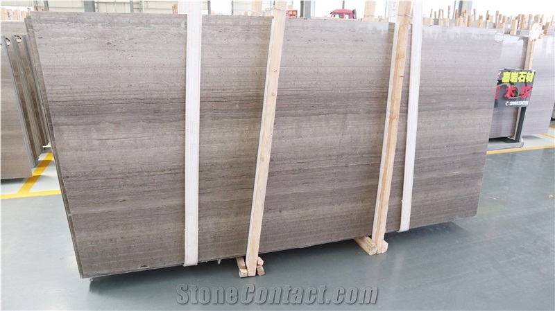 China Serpeggiante Wooden Grey Marble Slab