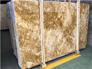 Duabi Gold Marble Yellow Big Slabs Tiles 1.8cm