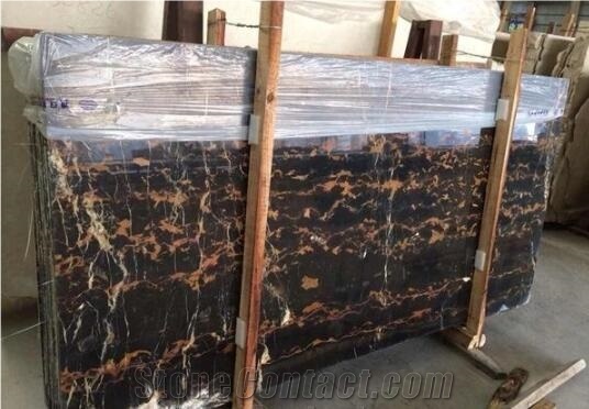 Black and Gold Marble Slabs Polished Pakistan King