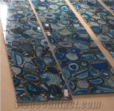 Blue Agate Slabs Semi Precious Stone Table