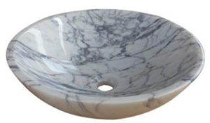 Carrara Marble Bathroom Basins Round Sinks