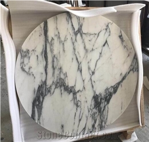 Honed Arabescato White Marble Table Tops Round