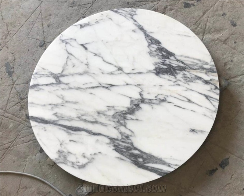 Honed Arabescato White Marble Table Tops Round