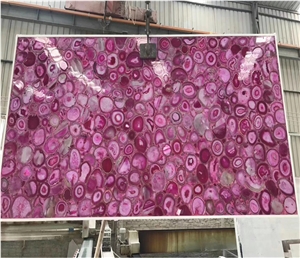 Rose Pink Agate Slabs Semi-Precious Stone Tiles