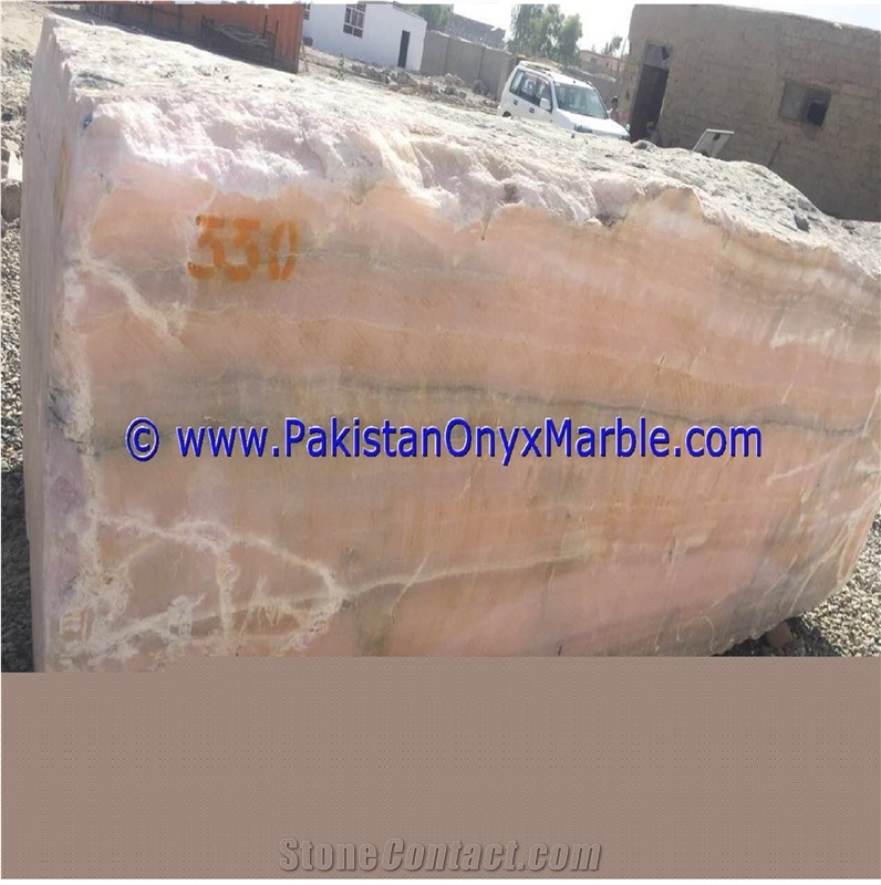 Afghan Pink Onyx Blocks, Natural Stone Blocks