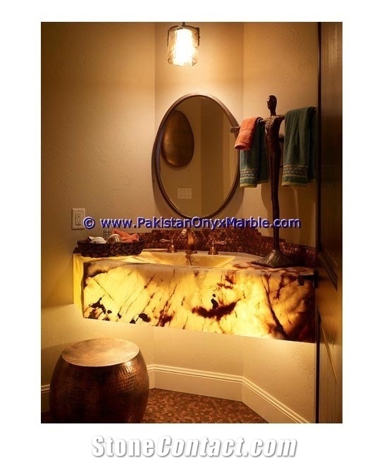 Backlit Onyx Bathroom Vanity Tops & Vessel Sinks