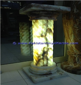 Backlit Onyx Columns Pillars Pedestals