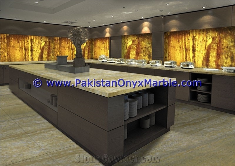 Backlit Onyx Commercial Kitchen Countertops