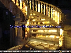 Backlit Onyx Stair Steps Risers