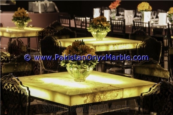 Backlit Onyx Tables Tops Dining & Coffee Tables