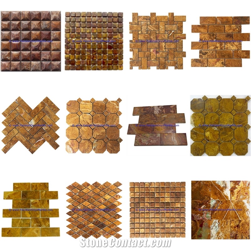 Multi Brown Onyx Mosaic Tiles Collection
