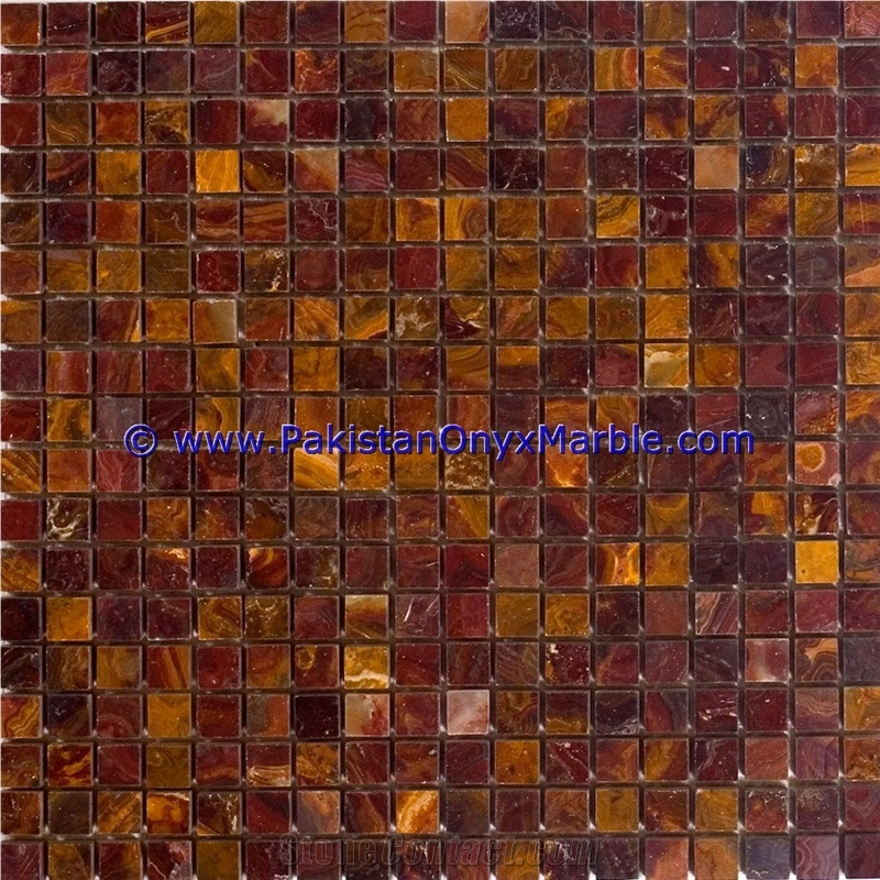 Multi Red Onyx Mosaic Tiles Collection