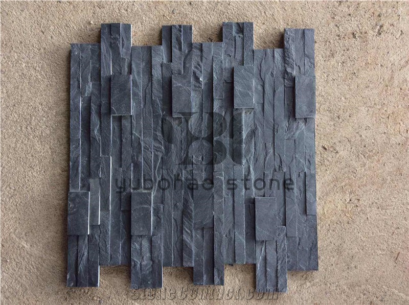 Black Cultured Stone P018, Veneer, Ledger Panel