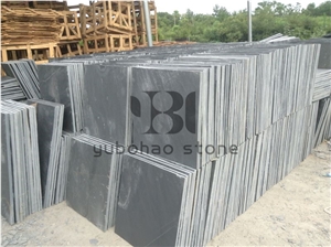 Floor Tiles, China P018 Black Slate Stacked Veneer
