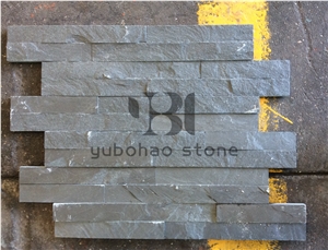 P018 Black Cultured Stone, Slate Wall Installation