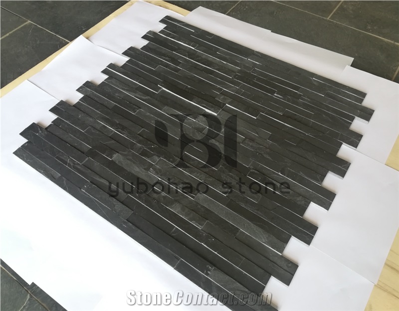 P018 Black Slate Stone Tiles, Wall Application