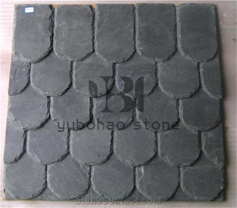 P018 Black Slate Stone Tiles, Wall Application