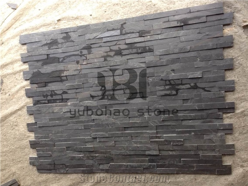 P018 Black Wall Cladding Slate, Artificial Stone