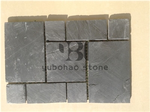 P018 Jiangxi Black Slate, Flagstones Wall Cladding
