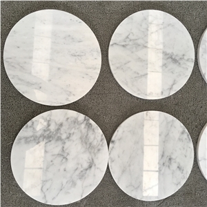 Round Carrara White Marble Restaurant Top