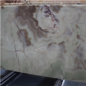 Translucent Green Onyx Slabs Bookmatched